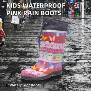 Botas de Lluvia de Goma para Niñas, Duraderas, de Media Pantorrilla, con Estampado Rosa, Ligeras, Impermeables, con Diseño de Puño de Nailon, para Verano e Invierno - Product Image 2