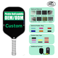 Raket Pickleball Profesional OEM Custom T700 Serat Karbon Tanpa Bingkai Lubang Smile 16mm  Paddle PP Honeycomb Core Thermoformed untuk Latihan