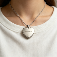 Collier enregistreur vocal AI en forme de cœur avec microphone et lecture via application, formats MP3, bijou portable, historique de navigation
