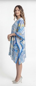 Tunique longue en viscose style kimono pour femme, coupe ample, légère, respirante, aspect soyeux, style bohème, pour les vacances et la détente - Product Image 3