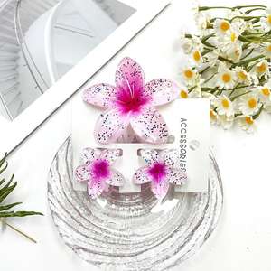 MIO Offre Spéciale fleur cheveux griffe pinces ensembles 3 pièces/ensembles coloré frangipanier cheveux griffe mode filles en plastique fleur petite griffe pince - Product Image 6