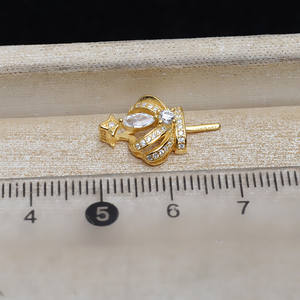 จี้เงินแท้ S925 รูปมงกุฎ แบบเข็มตรง สำหรับผู้หญิง DIY ประดับมุก 13-16 มม. อุปกรณ์เสริม ฐานเปล่า JG5225 ชุบสีทอง 18K - Product Image 4