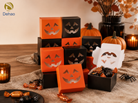 Boîte en carton personnalisée pour bonbons d'Halloween en forme de citrouille avec fenêtre et logo pour cadeaux de fête et emballage de friandises