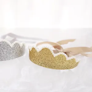 Glitter Pearl Tiara Crown Headbands Teens Kids Girl Pearl Headband Hair Accessories Toddler Cute Princess Golden Glitter Tiara