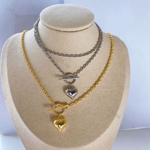 Dylam Gold Heart <b>Necklace</b> for Women <b>Initial</b> Pendant <b>Necklace</b> with Layered Chains Paperclip Gold Chain Trendy Jewelry - Product Image 3