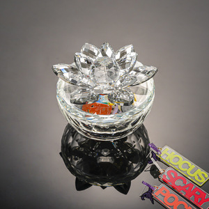 Lussuosa Scatola Espositiva in <span class=keywords><strong>Cristallo</strong></span> Trasparente a Forma di Fiore di Loto, Contenitore per Gioielli e Decorazioni da <span class=keywords><strong>Tavolo</strong></span> - Product Image 2
