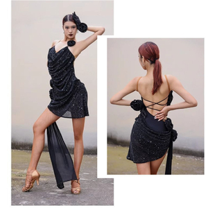 Vestido de Baile Latino Brillante para Mujer, Sin Mangas, Espalda Descubierta, Cintura Ajustada, Traje para Cha Cha, <span class=keywords><strong>Tango</strong></span> y Salsa - Product Image 4