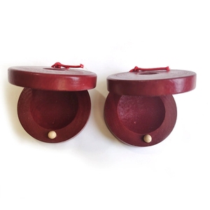 Castagnettes à doigts en bois massif rouge de 6,7 cm, forme ronde, instrument de percussion rythmique Orff pour enfants - Product Image 4