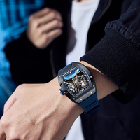 Montre Homme Automatique de Luxe 2026, Cadran Bleu Tendance, Bracelet en Silicone, Montres Mécaniques de Mode