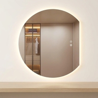 Miroir de salle de bain moderne personnalisé en demi-lune, sans cadre, anti-buée, à LED, à intensité variable, 3 couleurs, miroir intelligent mural pour salon, salle de sport, maquillage