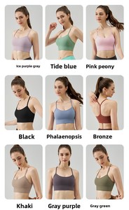 Nuovo <span class=keywords><strong>Reggiseno</strong></span> Sportivo da Donna in Nylon 100% con Spalline Sottili e Design Sexy sulla Schiena, Traspirante e Effetto Nudo, Stile <span class=keywords><strong>Canotta</strong></span> Media per Yoga e Palestra - Product Image 5