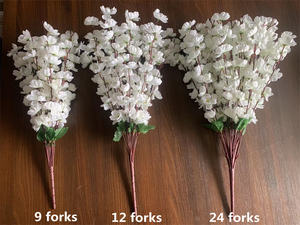 Branche de fleurs artificielles en soie pêche <span class=keywords><strong>et</strong></span> cerisier en blanc, rose <span class=keywords><strong>et</strong></span> violet - Décoration de remise de diplôme - Product Image 3