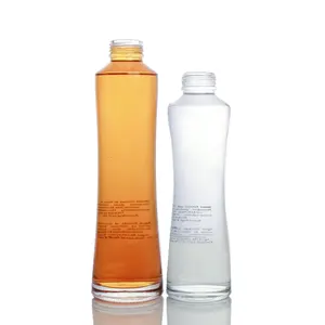 Bottiglia di liquore in vetro tondo personalizzata bocca larga 500ml 700ml di succo di zenzero vino Tequila Gin Vodka bottiglie d'acqua con tappi a vite