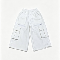 Pantalon cargo tricoté Hip Hop pour enfants (garçons et filles) en coton, léger, à jambe large, taille élastique, avec poches multiples zippées, longueur mollet, séchage rapide