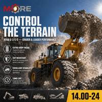 Neumático OTR MORE H168/H168ww 14.00-24, 12PR 16PR, Carga 3650kg, Banda de Rodadura 25mm, G-2/L-2, Especial para Motoniveladoras y Cargadoras