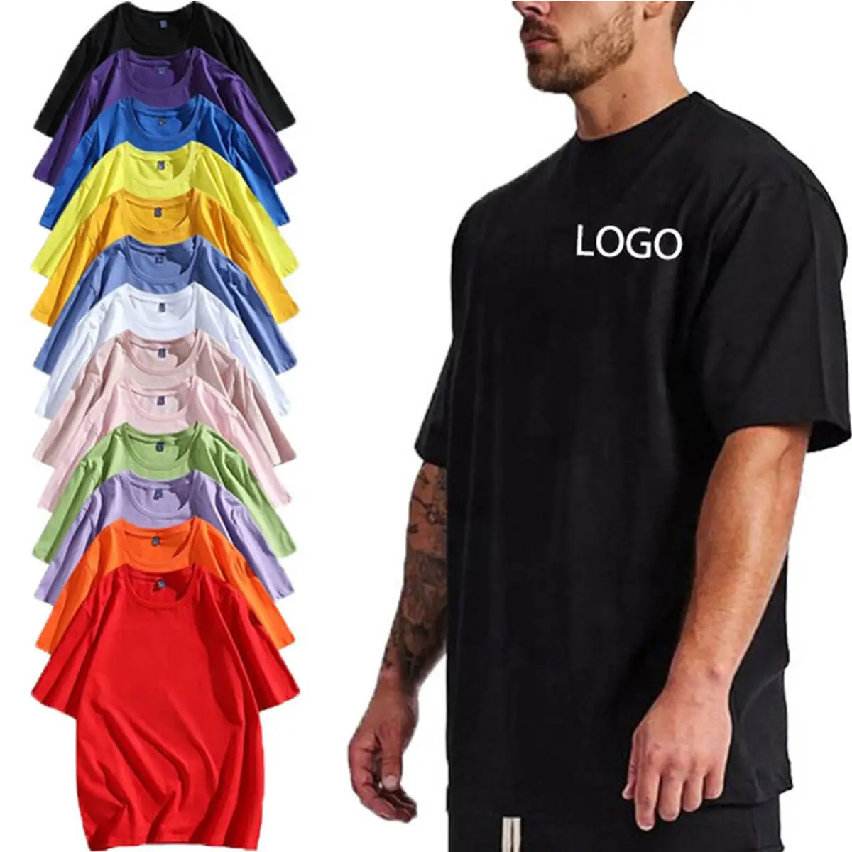 Wholesale 100% Cotton High Quality Custom Men's T-shirt Printing Your Brand T Shirt Men Graphic Tees Shirt Oversize unisex