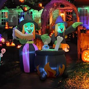 6FT inflable Halloween bruja iluminación LED Halloween brujas gigantes aire soplado inflable fiesta al aire libre patio Decoración