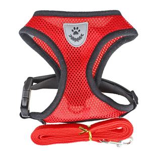 Harness Anjing Bahan Jaring Bernapas Murah Berkualitas Pabrik, Set Tali Pengikat dan Harness Warna Solid dengan Fitur Reflektif, Rompi Hewan Peliharaan Berbulu - Product Image 3