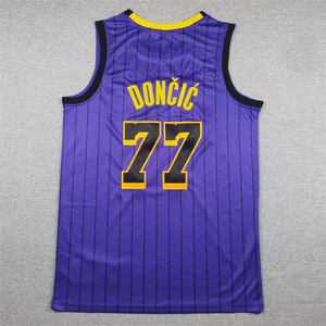 Vêtements de basket-ball américains en gros # <span class=keywords><strong>Maillot</strong></span> de basket-ball brodé pour homme Luka Doncic, <span class=keywords><strong>Los</strong></span> <span class=keywords><strong>Angeles</strong></span> <span class=keywords><strong>Lakers</strong></span>, 77 - Product Image 6