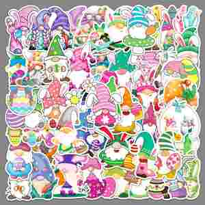 54 Pegatinas de Gnomos de Pascua, Lindas Pegatinas de Dibujos Animados para Niños, Pegatinas Decorativas Impermeables - Product Image 1