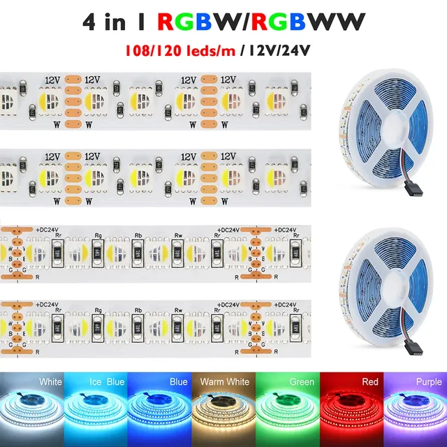 5m 4-Color RGBW LED Strip Light 12V/24V 5050 120 60 108 LEDs Flexible ABS IP Other Outdoor