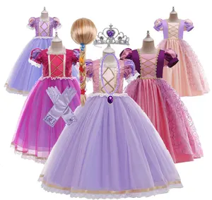 Ecofalson-vestido de princesa Rapunzel para niñas, disfraz de Sofía, ropa de fiesta de navidad