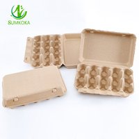 SUMKOKA Plateau à œufs rectangulaire en pâte de papier compostable à base de fibres végétales naturelles, 15 cavités, 9,9 x 13,8 pouces, pour l'incubation