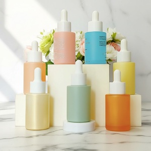 In Stock Dark Green/ Amber/ Frosted/ <b>Clear</b> Skincare 30ml 40ml 50ml Glass Serum Dropper Oil Bottle - Product Image 1