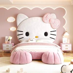 سرير أطفال خشبي متعدد الألوان بتصميم كرتوني من القماش مع مسند للقدمين وأضواء بتصميم Hello <span class=keywords><strong>Kitty</strong></span> - Product Image 3