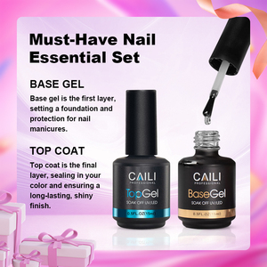 Set de 2 Capas de Gel para <span class=keywords><strong>Uñas</strong></span>, Capa Base y Capa Superior, Acabado Brillante Sin Necesidad de Limpiar, Capa Base y Superior de Larga Duración, Requiere Luz UV, Calidad de Salón - Product Image 1