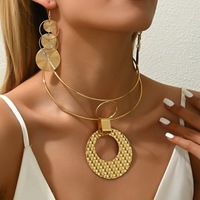 Collier et boucles d'oreilles JOMTY pour femme, luxe léger, coquillage, pendentif géométrique simple et exagéré, fait main, nouvelle mode, bijoux en alliage