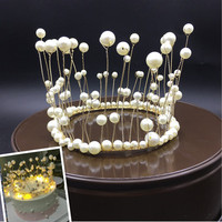 Großhandel Kuchen Topper Hochzeit Braut Tiara Prinzessin Krone Valentinstag Party Kuchen Dekoration