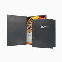 Carte de menu grise de haute qualité A4, couverture de menu en PU avec reliure à vis, couvertures en cuir pour menu de restaurant