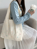 Sac fourre-tout élégant pour femme, grande capacité, en toile brodée de fleurs artistiques de style chinois, avec dentelle