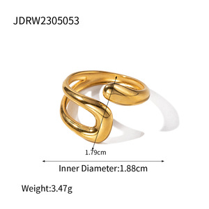 Anel Chunky Dourado 14K com Revestimento de Ouro <span class=keywords><strong>Real</strong></span>, Anéis Abertos de Declaração, Camada Dupla, Acabamento Alto, Anel Empilhável Grosso para Mulheres e Homens - Product Image 5