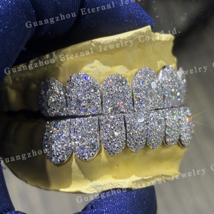 <span class=keywords><strong>Grillz</strong></span> Personnalisés Bling Givre HAUT BAS 10 en Argent S925 avec Diamants Moissanite Impeccables Coupe Droite en Or Massif pour Dents - Product Image 5