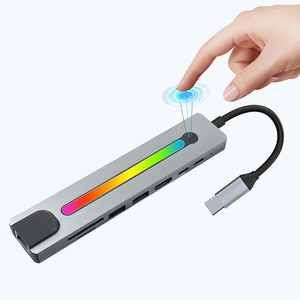RGB 8 trong 1 <span class=keywords><strong>USB</strong></span> C <span class=keywords><strong>HUB</strong></span> phong cách mới 4K30hz us3.0/2.0 SD/TF Loại C Multiport Adapter Ethernet <span class=keywords><strong>USB</strong></span> cho máy tính xách tay và các thiết bị khác - Product Image 1