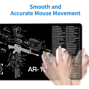 Tappetino per mouse con diagramma anatomico del fucile AR-15, tappetino da scrivania di grandi dimensioni, superficie lavabile, diverse misure disponibili, regalo per gli appassionati di armi da fuoco - Product Image 2