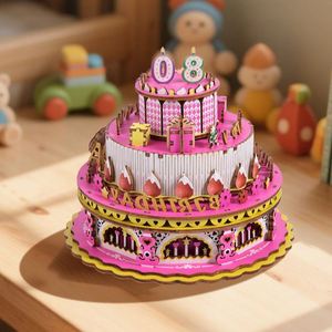 Boîtes à musique figurines garçons filles, design gâteau d'anniversaire exquis, boîte à musique en bois personnalisée, toutes les générations - Product Image 3