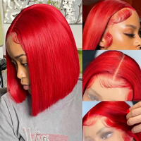 Perruque Bob Lace Frontale HD 13x4 Pré-Pluckée avec Cheveux de Bébé Naturels, Perruques en Cheveux Humains Colorés pour Femmes Noires Canada USA