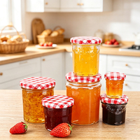 Pot en verre à couvercle vichy rouge multi-capacités, hermétique, pour confiture, miel, fruits confits, récipient de cuisine