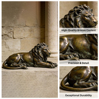 Statue de lion couché en bronze, sculpture animale classique pour jardin, villa, hôtel, cour, entrée, art décoratif, exposition extérieure