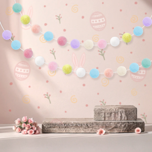 DAMAI Guirlande de pompons lapin décorative de Pâques en gros, personnalisable, avec boules moelleuses, fournitures pour la décoration de table de fête - Product Image 1