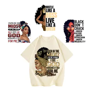 Factory Hot Selling Customized Design Black Girl Heat Transfers Ready To Press Heat Transfer Designs Stickers