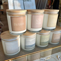 Fournisseur en gros de bougies parfumées en cire de soja avec couvercle en bois, bougies en verre, bougies parfumées en cire de soja, aromathérapie en verre