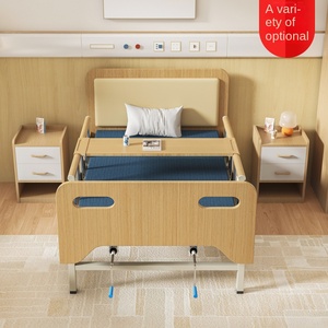 Медицинская кровать для больниц и домов престарелых, с деревянными панелями, ручной регулировкой спинки и ножек, аксессуары, пожизненная гарантия - Product Image 3