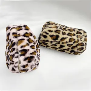 New Trend Design Girls Fashion Travel Zipper Pouch Bag Women Animal Prints Leopard Faux Fur Cosmetic Make Up Bag