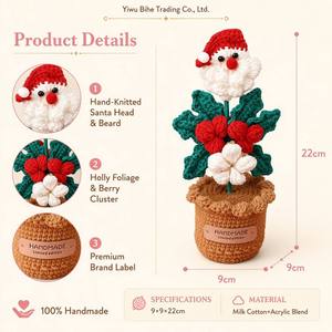 BH Noël <span class=keywords><strong>Black</strong></span> <span class=keywords><strong>Friday</strong></span> Fêtes Cadeau Entièrement Fait Main Plante Schefflera Père Noël en Pot Fil de Laine Édition Limitée Transfrontalier - Product Image 4