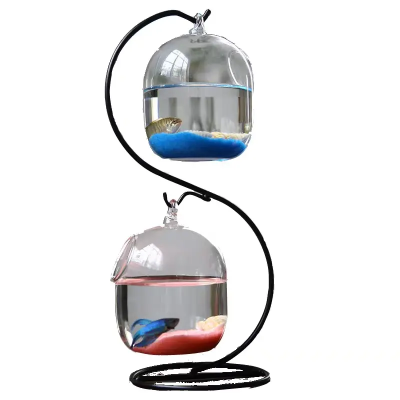 Factory direct hanging small fish tank double layer with metal bracket fish tank