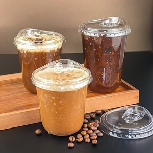 Drf cao cấp thân thiện với môi rõ ràng nhựa hình chữ U Cốc nắp đơn tường Pet Cốc dùng một lần cho Matcha đồ uống Soda nước trái cây cà phê - Product Image 2